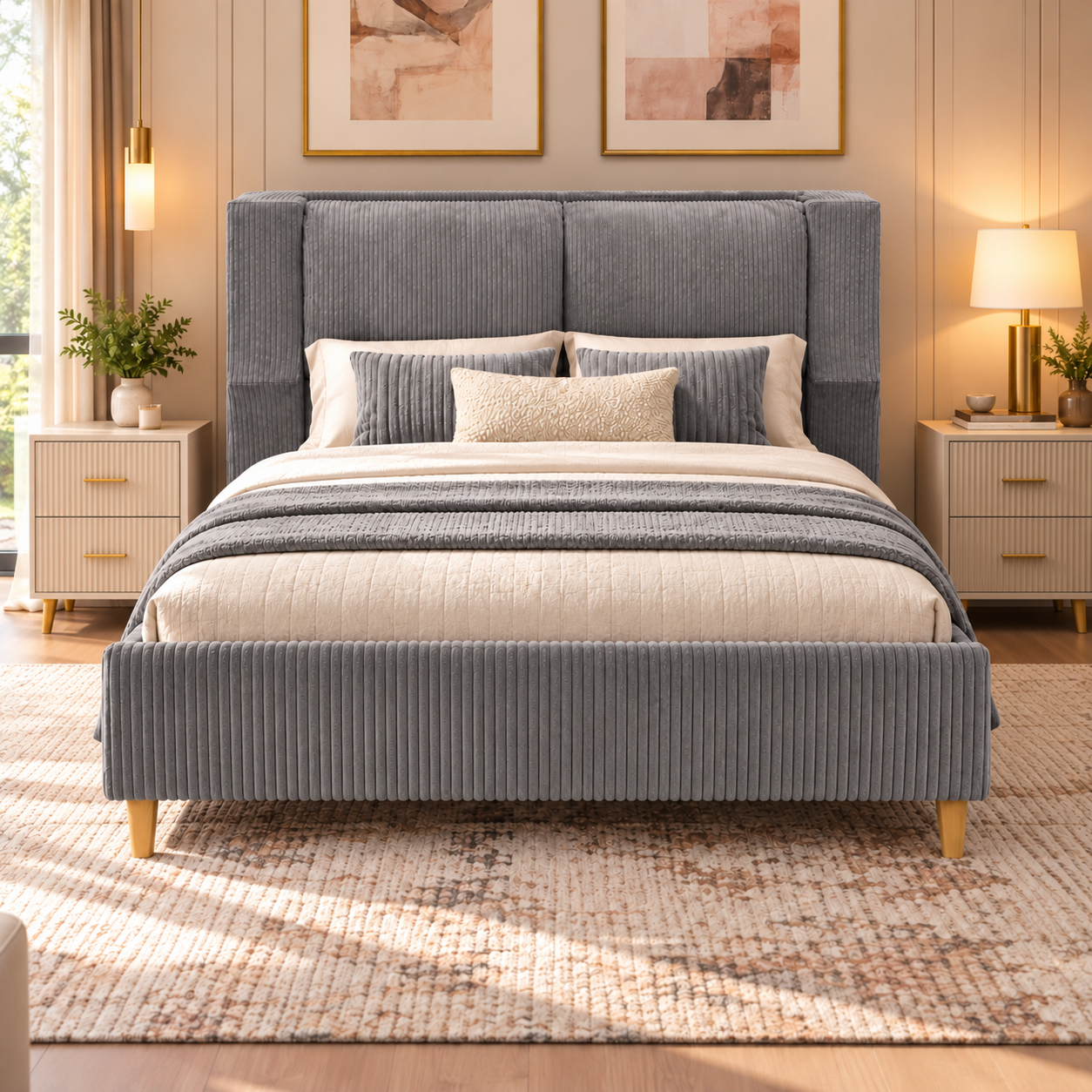 7b058025-8776-434b-9add-dd1285886d69 Iselys Queen Bed Frame- GREY - Image 1