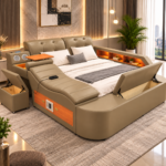 Smart Multifunctional King Size Bed – Brown - Image 2