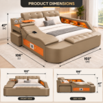 Smart Multifunctional King Size Bed – Brown - Image 3