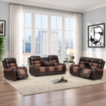 Manual Air Leather 3+2+1 Recliner With Speakers BROWN