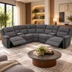 Power Recliner Sofa with 2 Consoles- GREY