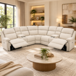 Power Recliner Sofa with 2 Consoles- BEIGE