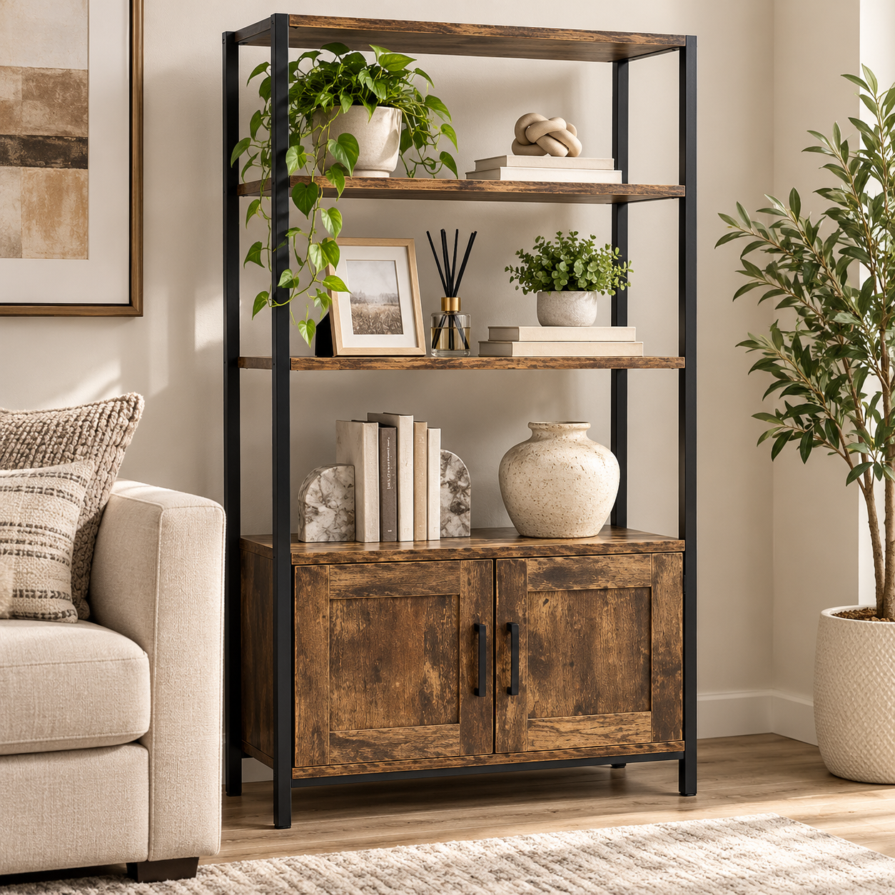 ec6d597c-97eb-4be0-abe5-bede116cc307 Bookcase Rustic Brown - Image 1