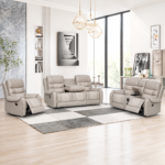 Manual Air Leather 3+2+1 Recliner With Speakers GREY